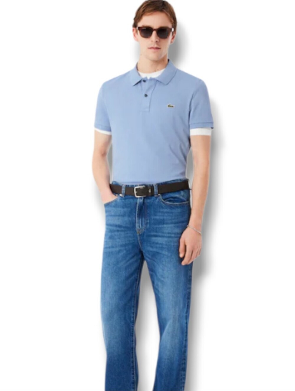 LACOSTE Slim Fit L.12.12 Piqué Polo | Men's Large (Lacoste Size 5) in Light Blue